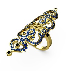 Liya Yüzük - Lab safir ve siyah zirkon 8 ayar altın yüzük #1kc5eyg