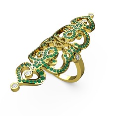 Liya Yüzük - Yeşil kuvars ve swarovski 8 ayar altın yüzük #1kj4h9s