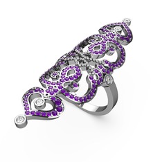 Liya Yüzük - Ametist ve swarovski 925 ayar gümüş yüzük #1kzocxg