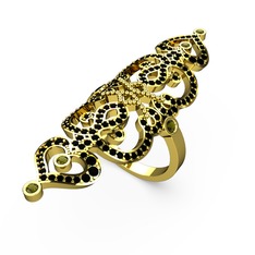 Liya Yüzük - Siyah zirkon ve peridot 925 ayar altın kaplama gümüş yüzük #1q2ak6m