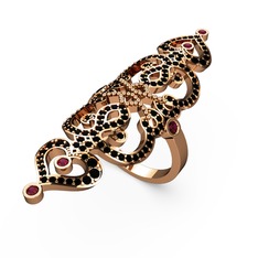 Liya Yüzük - Siyah zirkon ve rodolit garnet 925 ayar rose altın kaplama gümüş yüzük #1wv4eed