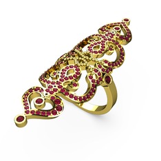 Liya Yüzük - Rodolit garnet 8 ayar altın yüzük #5x2epf