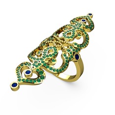 Yeşil kuvars ve lab safir 8 ayar altın yüzük