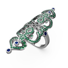 Liya Yüzük - Yeşil kuvars ve lab safir 925 ayar gümüş yüzük #7w5bx3