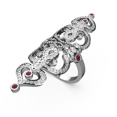 Swarovski ve kök yakut 14 ayar beyaz altın yüzük