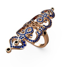 Liya Yüzük - Lab safir ve siyah zirkon 8 ayar rose altın yüzük #cei5tr