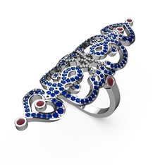 Liya Yüzük - Lab safir ve kök yakut 14 ayar beyaz altın yüzük #cp4ubh