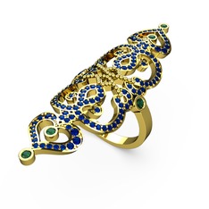 Liya Yüzük - Lab safir ve yeşil kuvars 925 ayar altın kaplama gümüş yüzük #dmm0pg