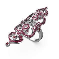 Liya Yüzük - Rodolit garnet ve garnet 18 ayar beyaz altın yüzük #k8sra1