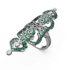 Liya Yüzük - Yeşil kuvars ve beyaz zirkon 925 ayar gümüş yüzük #kh1sbs