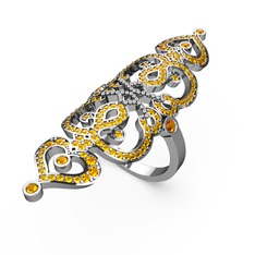 Liya Yüzük - Sitrin 8 ayar beyaz altın yüzük #l4hbxs