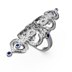 Liya Yüzük - Swarovski ve lab safir 925 ayar gümüş yüzük #ll01kb