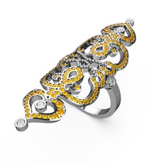 Liya Yüzük - Sitrin ve swarovski 14 ayar beyaz altın yüzük #mqcbwh