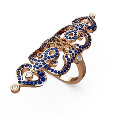 Lab safir ve swarovski 18 ayar rose altın yüzük