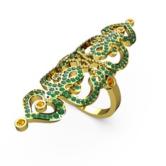 Liya Yüzük - Yeşil kuvars ve sitrin 8 ayar altın yüzük #rj3g0x