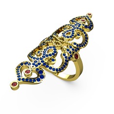 Liya Yüzük - Lab safir ve garnet 8 ayar altın yüzük #vw3oy8