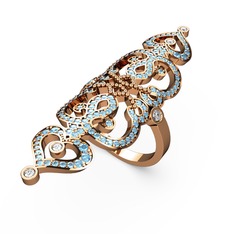 Liya Yüzük - Akuamarin ve swarovski 14 ayar rose altın yüzük #ydk1cl