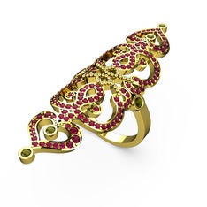 Liya Yüzük - Rodolit garnet ve peridot 18 ayar altın yüzük #zrx0ht