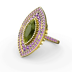 Peridot ve ametist 8 ayar altın yüzük