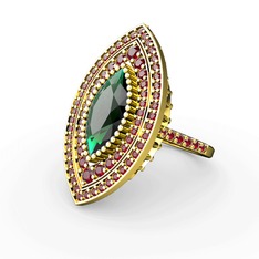 Yeşil kuvars ve garnet 925 ayar altın kaplama gümüş yüzük