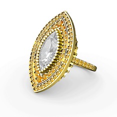 Mabeyn Mekik Yüzük - Swarovski ve sitrin 14 ayar altın yüzük #16ptcr4