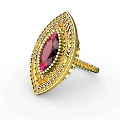 Mabeyn Mekik Yüzük - Rodolit garnet ve sitrin 8 ayar altın yüzük #1apx58l