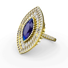 Lab safir ve swarovski 14 ayar altın yüzük