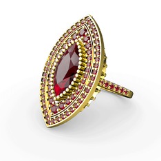 Mabeyn Mekik Yüzük - Garnet 18 ayar altın yüzük #1m4wkx4
