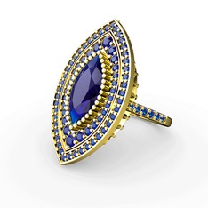 Lab safir 925 ayar altın kaplama gümüş yüzük