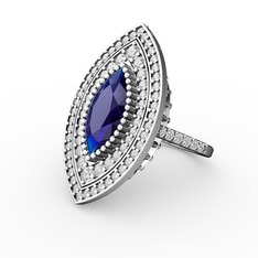 Mabeyn Mekik Yüzük - Lab safir ve swarovski 925 ayar gümüş yüzük #1mpifxi