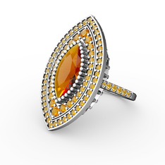 Mabeyn Mekik Yüzük - Sitrin 14 ayar beyaz altın yüzük #1p47zeo