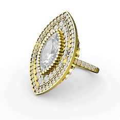Mabeyn Mekik Yüzük - Swarovski ve beyaz zirkon 18 ayar altın yüzük #1pey5b9