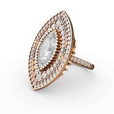 Mabeyn Mekik Yüzük - Beyaz zirkon ve swarovski 18 ayar rose altın yüzük #1q9onsu