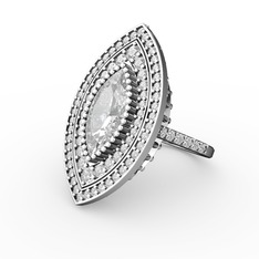 Mabeyn Mekik Yüzük - Beyaz zirkon ve swarovski 14 ayar beyaz altın yüzük #1s3mvdz