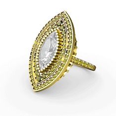 Mabeyn Mekik Yüzük - Swarovski ve peridot 14 ayar altın yüzük #1sjnjzd