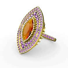 Mabeyn Mekik Yüzük - Sitrin ve ametist 8 ayar altın yüzük #1u1yy8v