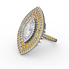 Mabeyn Mekik Yüzük - Swarovski ve sitrin 925 ayar gümüş yüzük #1uqhqn2