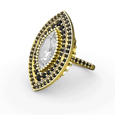 Swarovski ve siyah zirkon 14 ayar altın yüzük