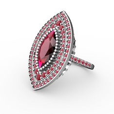 Mabeyn Mekik Yüzük - Rodolit garnet ve kök yakut 14 ayar beyaz altın yüzük #1w6c9jl