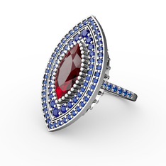 Garnet ve lab safir 925 ayar gümüş yüzük