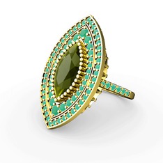 Peridot ve kök zümrüt 8 ayar altın yüzük