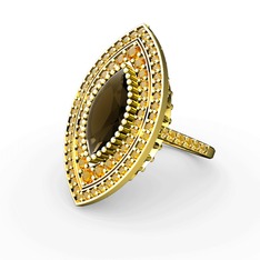 Mabeyn Mekik Yüzük - Dumanlı kuvars ve sitrin 18 ayar altın yüzük #40zhs8