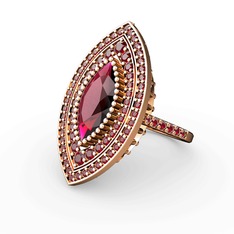 Rodolit garnet ve garnet 925 ayar rose altın kaplama gümüş yüzük