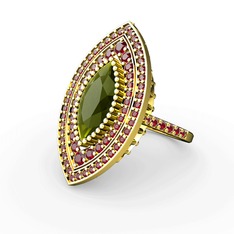 Peridot ve garnet 8 ayar altın yüzük