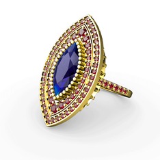 Lab safir ve garnet 18 ayar altın yüzük