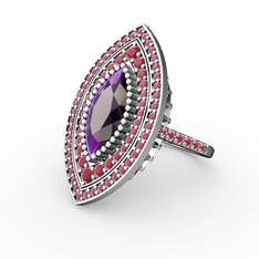 Mabeyn Mekik Yüzük - Ametist ve kök yakut 925 ayar gümüş yüzük #7u57de