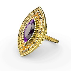 Mabeyn Mekik Yüzük - Ametist ve sitrin 18 ayar altın yüzük #ae0bw9