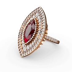 Mabeyn Mekik Yüzük - Garnet ve swarovski 18 ayar rose altın yüzük #c0lp3j