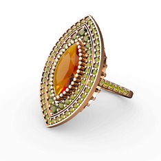 Mabeyn Mekik Yüzük - Sitrin ve peridot 925 ayar rose altın kaplama gümüş yüzük #claud