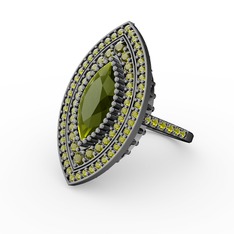 Mabeyn Mekik Yüzük - Peridot 925 ayar siyah rodyum kaplama gümüş yüzük #dra2ea